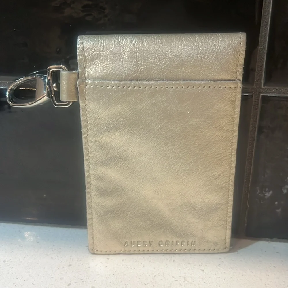 Metallic Gold Clip Cardholder/Coin Purse Pouch! Multi Functional. Snap Closure